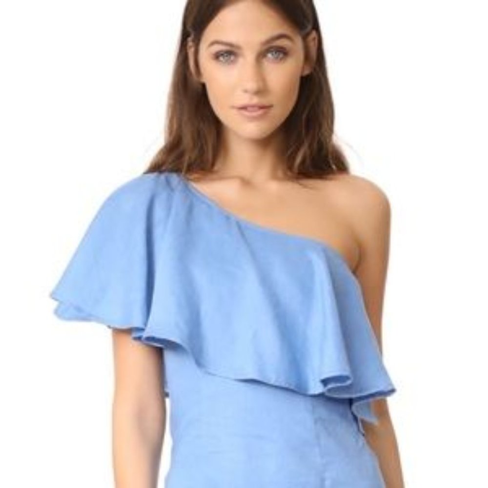 Capulet Blue Linen One Shoulde… - Picture 2 of 9